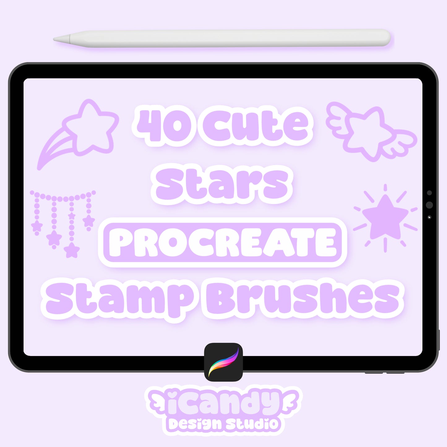 Kawaii Stars Procreate Stamp Brush Set - 40 Cute Digital Stamps