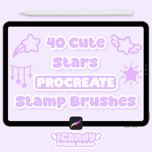 Kawaii Stars Procreate Stamp Brush Set - 40 Cute Digital Stamps
